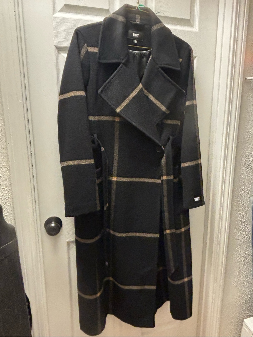 DKNY Winter Coat - windowpane plaid